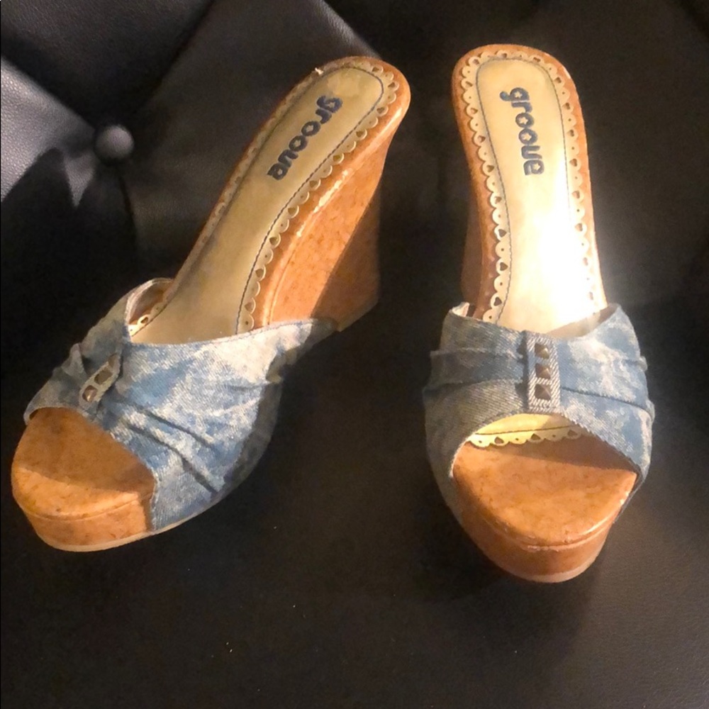 Jean slip on wedges